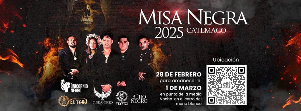 Promocional de misa negra 2025 en catemaco con los burjos participantes